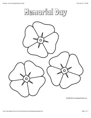 Poppies - Coloring Page (Memorial Day) | Poppy coloring page, Poppy ...