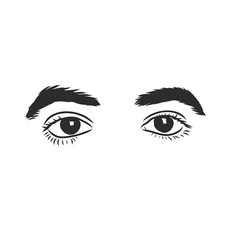 Premium Vector | Part of male face, astonished eyes. Black and white ...