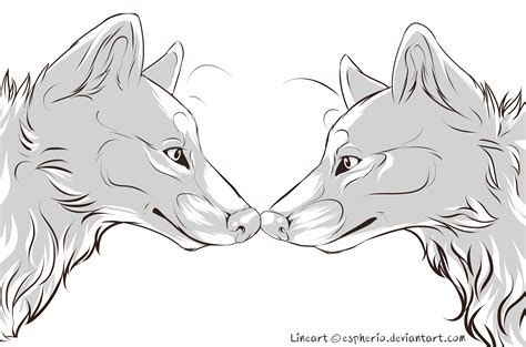 Wolf Couple- Free Lineart! by Espherio on DeviantArt