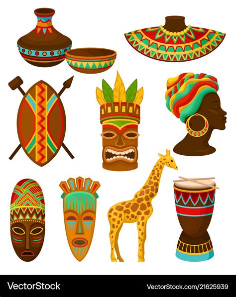 Collection of authentic symbols of africa Vector Image