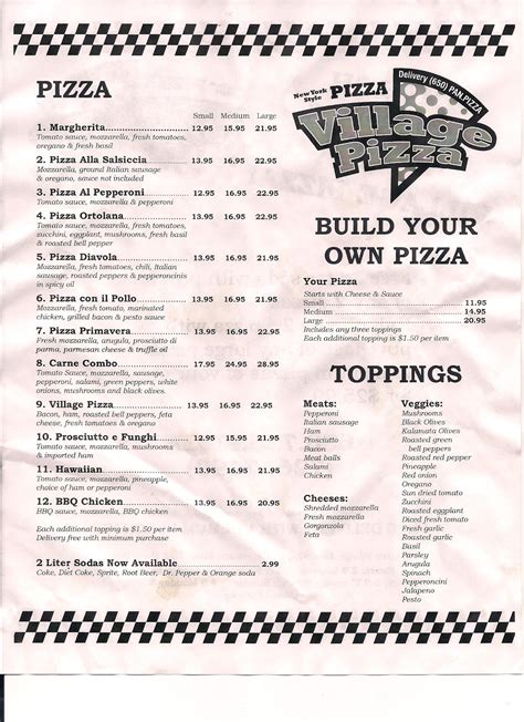 Village Pizza: Village Pizza Menu