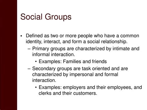 Secondary social group examples. Social Groups. 2022-10-27