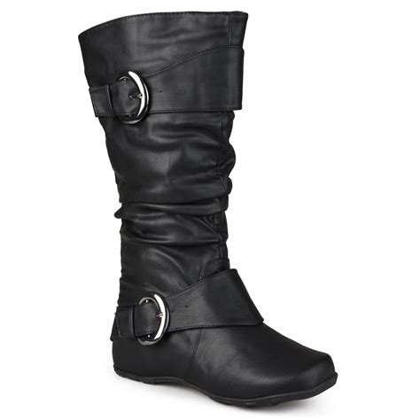 Journee Collection Womens Wide Calf Slouchy Buckle Detail Boots | eBay