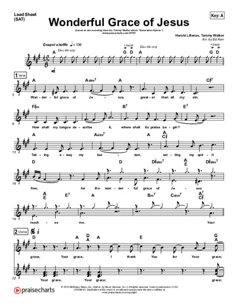 Wonderful Grace Of Jesus Sheet Music PDF (Tommy Walker) - PraiseCharts