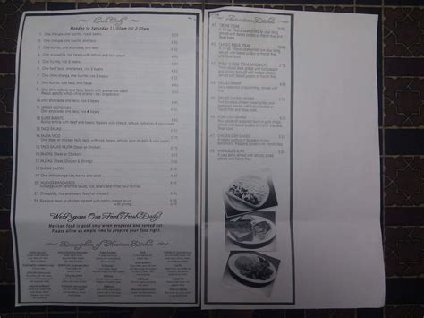 Menu at El Agave restaurant, Hammond