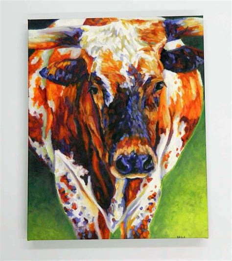 Texas Longhorn Canvas Print cow art cow gift western art | Cow art ...