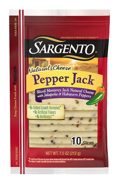 Sargento Natural Sliced Pepper Jack Cheese, 7.5 Oz, 10 Ct - Walmart.com