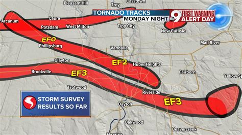 MAP: Tornado paths from Monday's storms