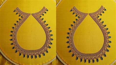 Aari work neck design for beginners || Bridal Aari neck designs - YouTube