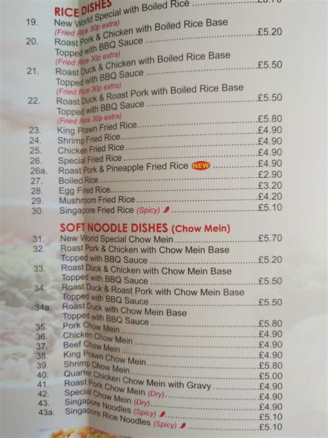 Menu at New World fast food, Norwich, 359-361 Aylsham Rd