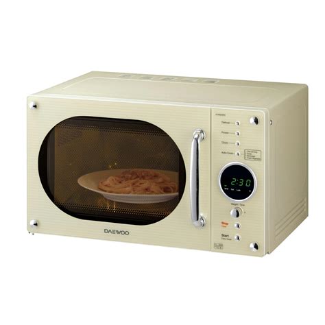 Daewoo KOR8A9RC Compact Retro Styled Microwave Oven in Cream, 23L 800W