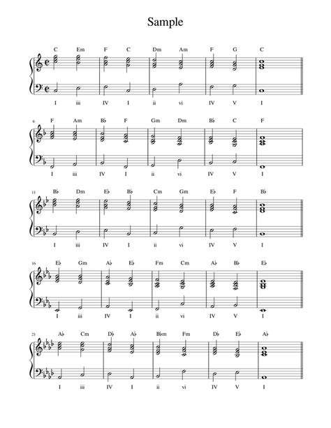 Easy Chord Progression Exercise Sheet music for Piano | Download free ...