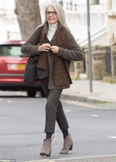 Diane Keaton, 70, dresses head to toe in chocolate hues | Fashion ...