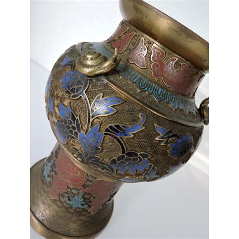 Early 20th Century Antique Japanese Champleve Cloisonné Engraved Vase ...