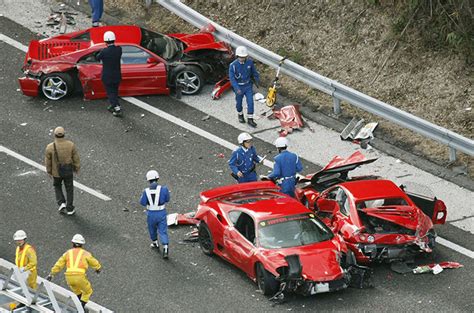 Luxury sports car pile-up in Japan - in pictures