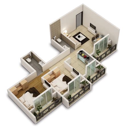 2 Bedroom Apartment Plans Open Floor Plan - floorplans.click