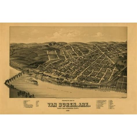 Historic Map of Van Buren Arkansas 1888 Crawford County Poster Print ...