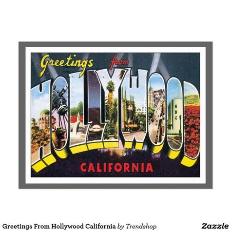 Greetings From Hollywood California Postcard | Zazzle.com in 2020 ...