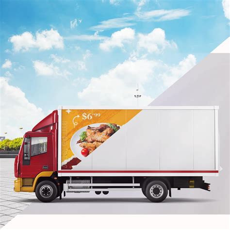 Free Truck Ad branding Mockup PSD Template