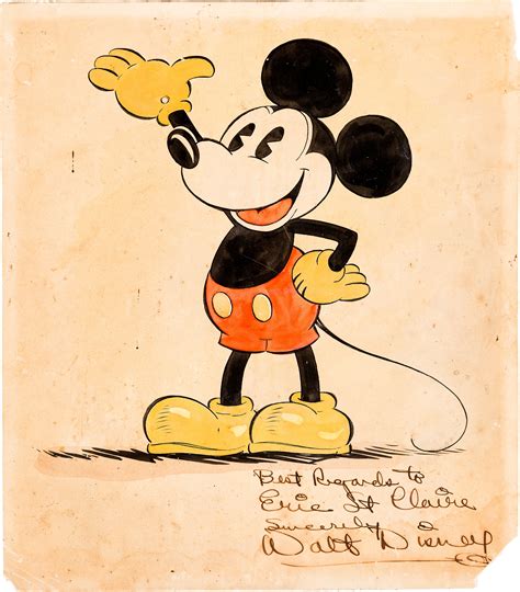 Mickey Mouse Early Publicity Artwork Signed by Walt Disney (Walt | Lot ...