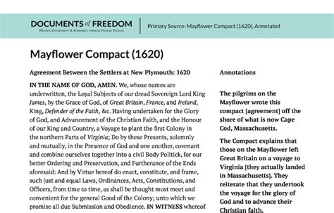 Mayflower Compact (1620) Annotated - Bill of Rights Institute