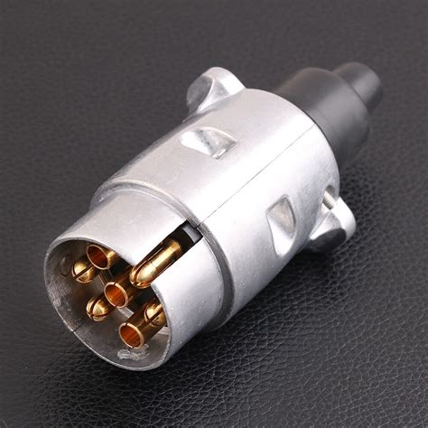 7 Pin Male + Female Round Trailer Plug Slim Adapter Connector Caravan ...