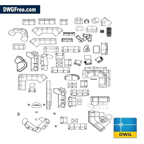 Autocad Drawing Room Furniture Blocks Dwg Models Floor Plan Symbols ...