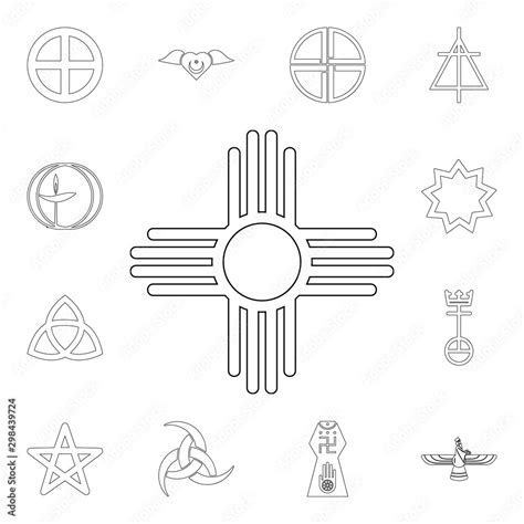 religion symbol, native american sun outline icon. element of religion ...