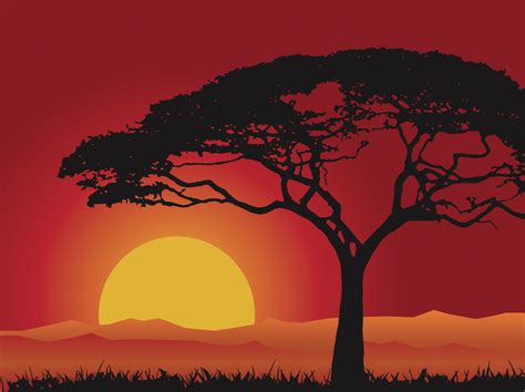 Sunset Landscape Silhouette - Vector download