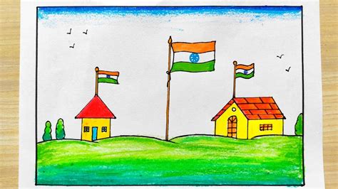 Har Ghar Mein Tiranga drawing easy | Beautiful Indian Flag drawing |Har ...