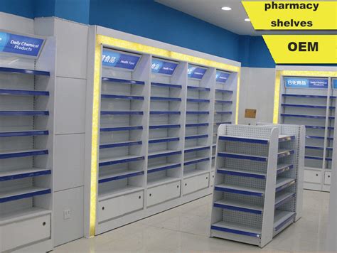 Light Duty Single Side Retail Pharmacy Shelving Units Elegant Design