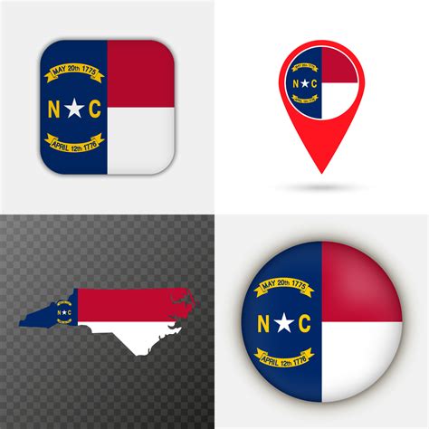 Set of North Carolina state flag. Vector illustration. 15260590 Vector ...