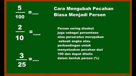 Cara Mengubah Pecahan Biasa Menjadi Persen dan Contoh Soalnya. - YouTube