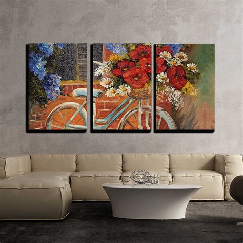 Wall26 3 Piece Canvas Wall Art - Oil Painting on Canvas - Flowers near ...