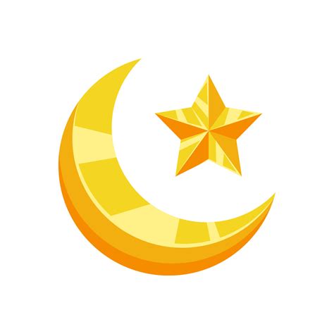 Golden crescent moon and star symbol. Islamic icon. 15738541 Vector Art ...