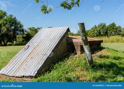 An Old Storm Cellar Or Tornado Shelter In Rural Oklahoma. Royalty Free ...