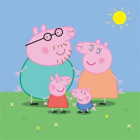 peppa pig family with greensward and sun background | download Free ...