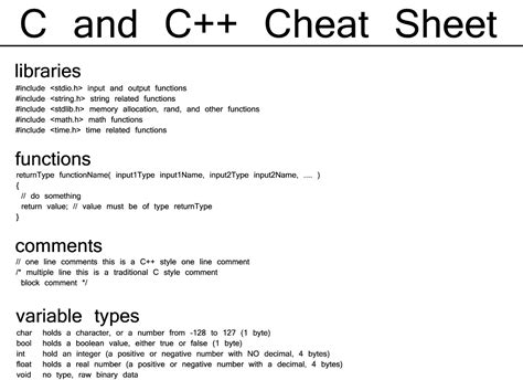 C and C++ Cheat Sheet | Basic computer programming, Cheat sheets, Learn ...