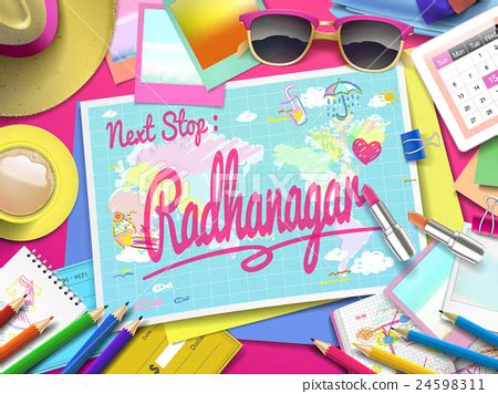 Radhanagar Beach on map - Stock Illustration [24598311] - PIXTA