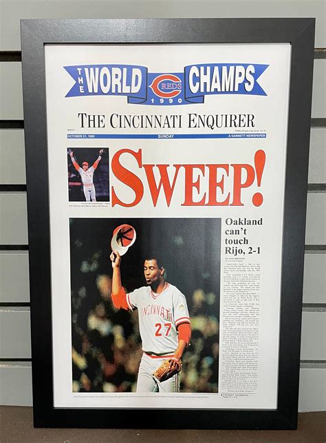 1990 Cincinnati Reds World Series Champions Framed Front Page - Etsy