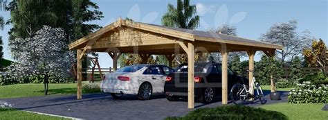 Double Wooden Carport CLASSIC DUO, 6x6 m (20'x20'), 36 m² | Wooden ...