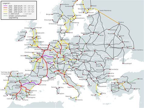 Map of high-speed rail network in Europe : r/europe