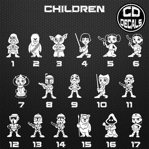 Star Wars Stick Figure Family Vinyl Decal Sticker Car Window Wall ...