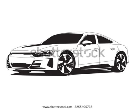 Car Silhouette Outline Illustration Isolated White Stock Vector ...