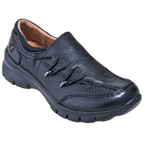 Nurse Mates Shoes: Women's 258101 Black Leather Slip-On Lydia Nursing Shoes