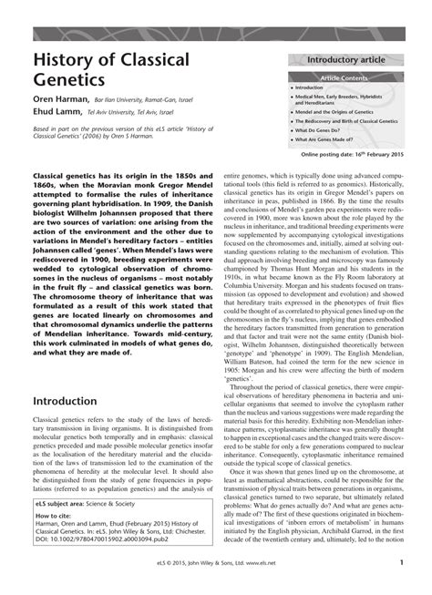 (PDF) History of Classical Genetics