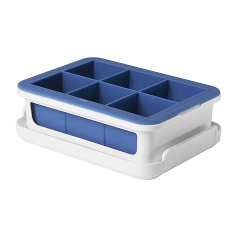 oxo good grips silicone stackable ice cube tray with lid - large cube ...