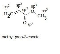 The structure of methyl acrylate is shown here. indicate the type of ...