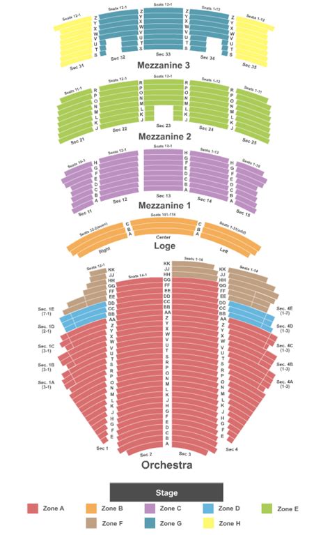 Paramount Theatre Seating Map | Elcho Table