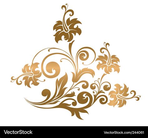 Gold floral ornament Royalty Free Vector Image